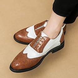 HuitJours Men Brown White Oxford Gatsby Lace up