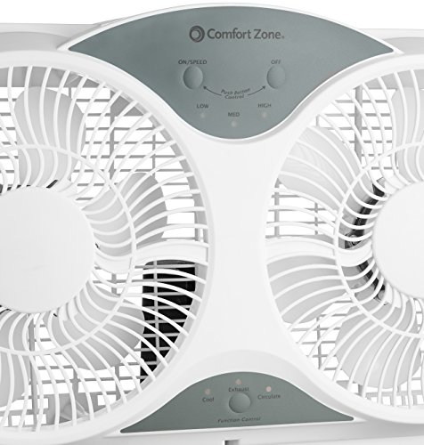 BOVADO USA Twin Window Cooling Fan with Remote Control - Electronically Reversible - Includes Bug Screen & Fabric Cover - Locking Extenders to fit Large Windows (Min. 23.5" Max. 37") by Comfort Zone