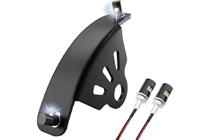 Eagwinger Motorcycle Side Mount Curved License Plate Bracket with LED License Lights Universal Fit for Cruiser Cafe Racer Bobber Chopper Street Bike Scooter Touring (Curved Small, 3/4'' Hole)