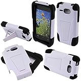 Fincibo (TM) Kyocera Event C5133 Hybrid Dual Layer Protector Cover Case Gel Silicone With Stand - White/ Black
