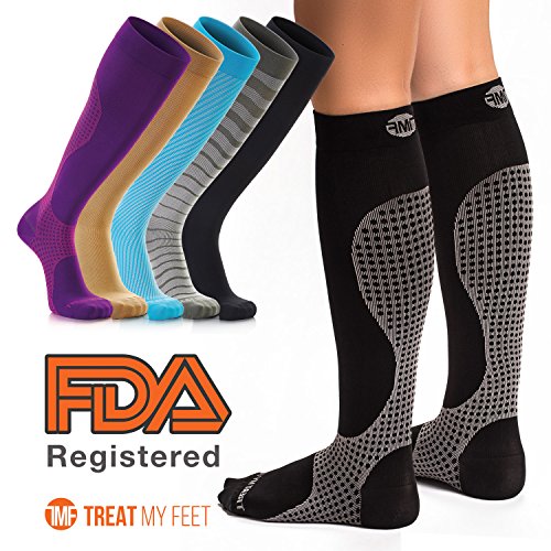 Compression Socks - Knee High Pressure Socks for Men and Women - Blood Clot Compression Socks/Circulation Socks to reduce Edema and Swelling, DVT & Anti Embolism Stockings Knee High - XL Calf Socks
