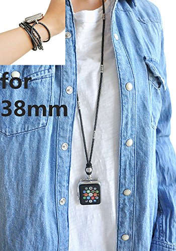 Genuine black leather apple watch necklace cowhide iwat…