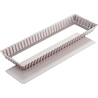 HEFMADE Rectangle Tart Pan, 5x14-Inch with Removable Loose Bottom Non-Stick Oblong Quiche Bakeware for Oven Baking (Champagne