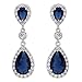 EleQueen 925 Sterling Silver Full Prong Cubic Zirconia Birthstone Teardrop Bridal Dangle Earrings for Women, Valentine's Day/Mother's Day/Christmas Jewelry Gift