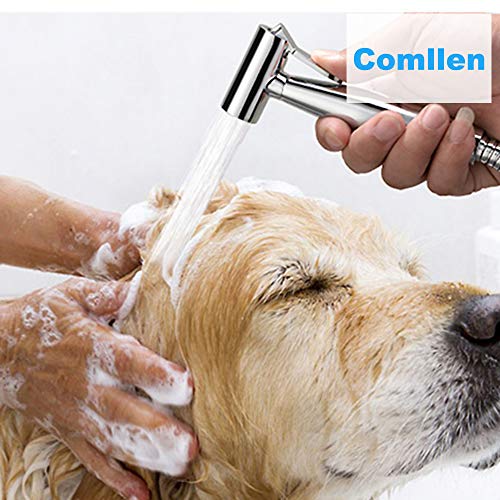 Best Modern Solid Brass Hand Held Cloth Diaper Toilet Sprayer with Chrome Hand Held Bidet Shattaf, 49 Inches Metal Hose, T-valve and Mounting Clip Attachment Adapter