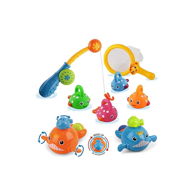 Dwi Dowellin Bath Toys Fishing Games Swimming Whales Bath Time Bathtub Toy for Toddlers Baby Kids Infant Fish Set Age…