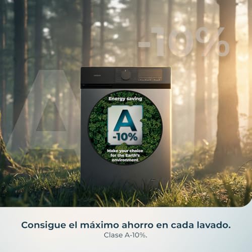Lavadora Carga Frontal 10Kg Bolero DressCode 10450 Inverter Steel, 1400 rpm, 16 programas, Clase A-10%, Motor Inverter Plus, Allergy Care, Pearl Drum, Función Silence, Stop&Go, KidLock, Steel