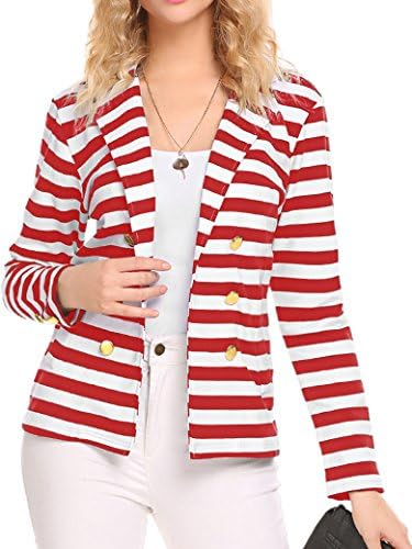 Naggoo Women's Striped Slim Business Work Blazer Suit Jacket Coat Outwear