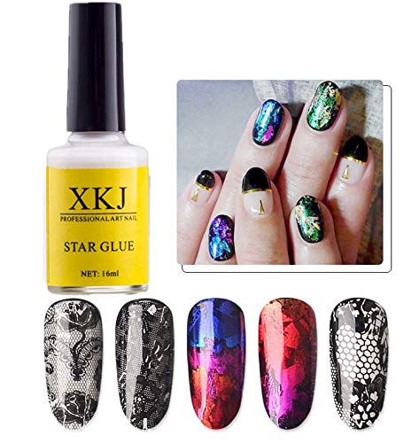 XICHEN 3 bottles Professiona Starry Sky Nail Art Glue for Foil Sticker Nail Transfer Tips Decorations Adhesive White 16 ML/bottles