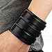 EVER FAITH 3 Layer Wide Belt Genuine Leather Men Wristband Bracelet Unisex Couple
