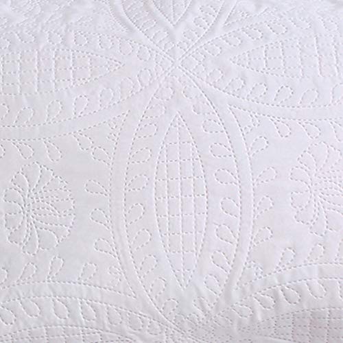 VEEYOO Bedspread Coverlet Set 3 Pieces - Soft Microfiber Lightweight Comforter Quilt Set for All Season, Full/Queen, White