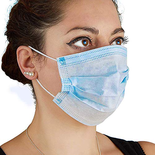 Professional Medical Disposable Earloop Face Masks for Dust, Germ Protection and Personal Health (100 Masks, Blue)