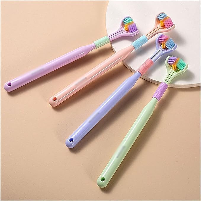 2 Pcs Random Color Three-Sided Soft Hair Toothbrush, Deeply and Thoroughly to Clean Teeth and Gums, Effective Wrap-Around Design, Suitable for Adults and Children Toothbrushes and Accessories