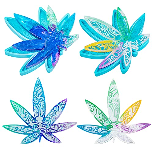 2 PCS Leaf Coaster Silicone Resin Mold, Leaves Epoxy Resin Mould for Casting, DIY Glass Drink Cup Mats Candle Plates Drinkware Barware Home Decoration