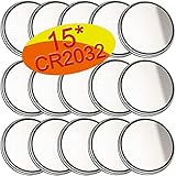 CR2032 15 Pack Universal 3 Volt Lithium Battery Coin Button Cell Replacement Long Lasting Life in Remote Entry Electronic Devices - 5 Year Warranty