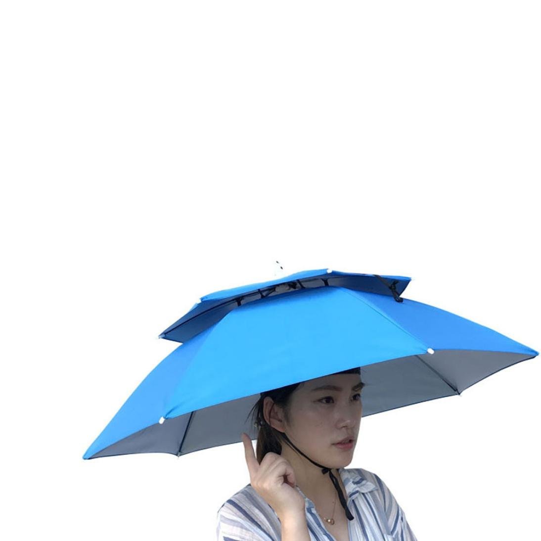 Creazy Multicolor Outdoor Foldable Double Umbrella Hat Sun