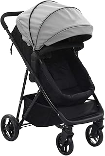 Tidyard 2-in-1 Buggy/Kinderwagen Grau und Schwarz Stahl Kinderwagen Sportwagen Babywagen Sportbuggy Kinderbuggy Reisebuggy Kombikinderwagen Jogger Belastbarkeit 15 kg