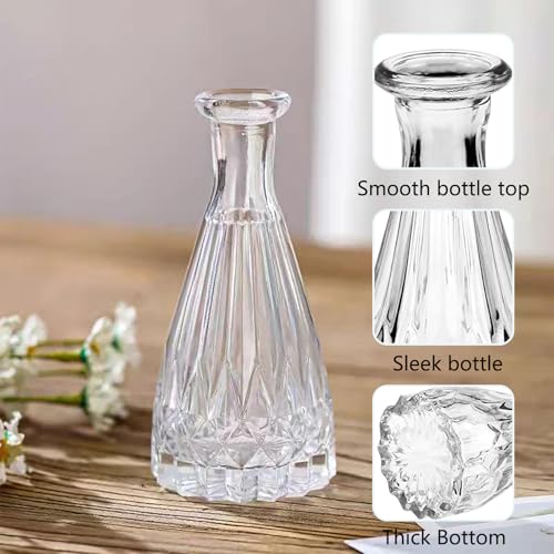 Glass Flower Vase, 12 Pack Small Flowers Vases Set, Mini Bud Plant Pots for Table Decoration & Centerpieces & Wedding, Vintage Bottle for Outdoor and Home Decor, صغيرة زجاج فازات, (Clear)