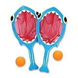 Melissa & Doug Sunny Patch Spark Shark Toss and Catch Net Pool Game With 2 Balls, Great Gift for Girls and Boys - Best for 6, 7, and 8 Year Olds