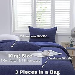 HAOWANER 3 Pieces Seersucker King Comforter Set