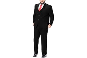 GATMSTZ Men's Formal Big Tall 3 Pieces Suit 2 Buttons Wedding Jacket Vest Pants