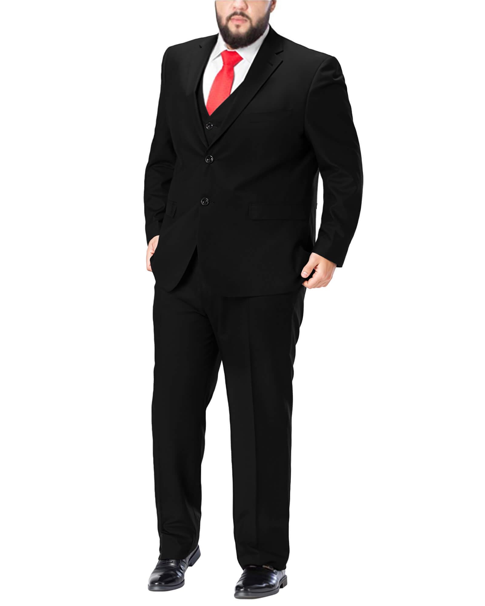 Photo 1 of GATMSTZ Men's Suits Big Tall 3 Pieces 2 Buttons Jacket Vest Pants for Business Wedding Black 66L