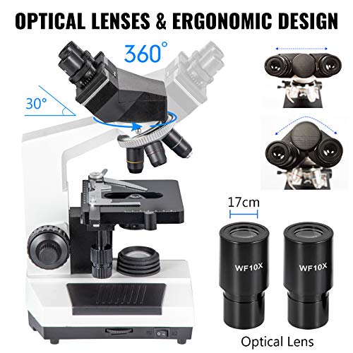 Buy VEVOR Binocular Compound Microscope 40X2500X Magnification LED Digital Compound Microscope