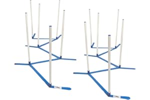 Cool Runners Adjustable Set of 12 Agility Weave Poles with Grass Stakes, White