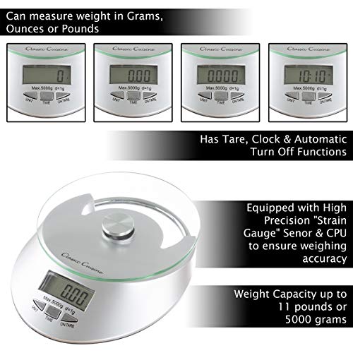Classic Cuisine Kitchen ScaleDigital Electronic Food Weighing