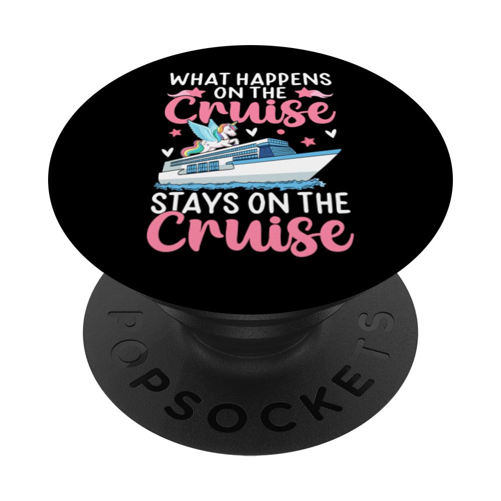 What Happens On The Cruise Stays Vacation Cruising Girl PopSockets Swappable PopGrip