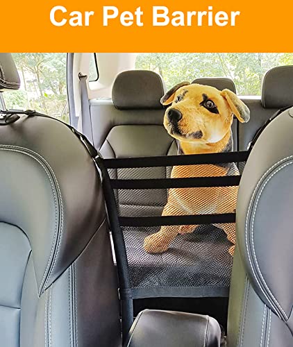 High Density 3-Layer Mesh Netting Bag for Car- Elastic Dog Car Barrier Seat Back Organizer, Car Net Pocket Handbag Holder Between Seats (Metal Hooks)