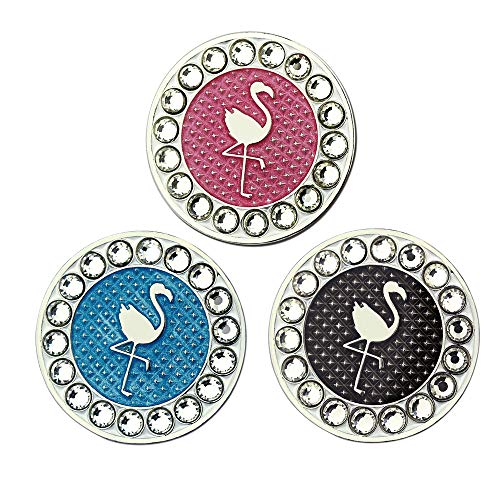 Myartte Golf Ball Markers Crystal Ball Markers Fit Magnetic Golf Hat Clips and Magnetic Divot Tools (Flamingo-White)