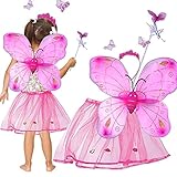 Princess Glittering Costume - Toy Cubby Little Fairy Pink Butterfly Costume Set with Tutu Skirt - Dance in Beauty!