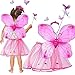 Princess Glittering Costume - Toy Cubby Little Fairy Pink Butterfly Costume Set with Tutu Skirt - Dance in Beauty!