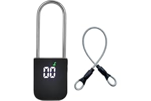 GREATYYT 99 Days Metal Timer Lock, Time Lock LCD Display Time Lock Multi-Function Electronic Timer, 99 Days Max Timing, USB Rechargeable Timer Padlock, Add 10inch Steel Cable (Black)