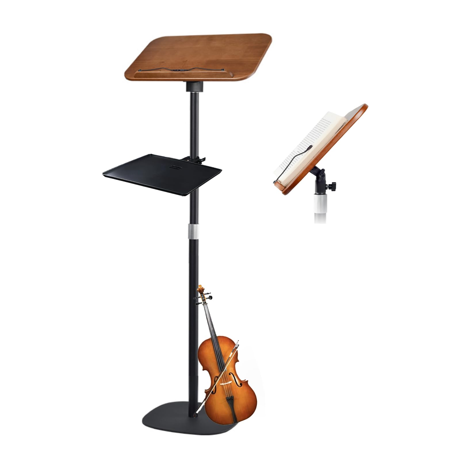 Photo 1 of Adjustable to 67in Standing Book Stand, Book Holders for Reading Hands Free with Pedestal,Wood Music Sheet ?Podium& Bible& Cookbooks Display Stands (with Tray)