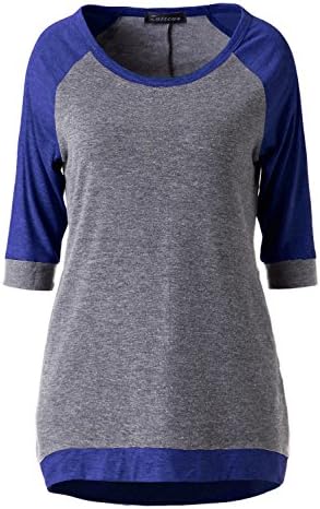 Zattcas Womens Slouchy Dolman Tunic 3/4 Sleeve Raglan T Shirt Tops (Large, Royal Blue-no pocket)