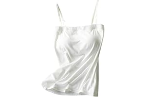 Gaexia Built in Bra Tank Tops for Women Loose Fit Summer Casual Flowy Cami Tops Adjustable Spaghetti Strap Solid Color Vest