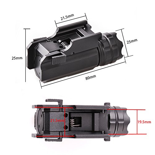 MCCC 230 Lumens LED Rail Mount Tactical Gun Flashlight Pistol Light with Strobe&Weaver Quick Release for Hunting, Black - Thumbnail 4