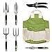 CRENOVA 7 Piece Garden Tools Set, Stainless Steel Heavy Duty Gardening Kit with Soft Rubberized Non-Slip Handle, Durable Storage Tote Bag and Pruning Shears, Best Garden Gift for Women & Men