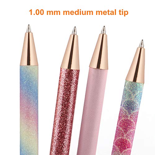 Ballpoint Pens, 4 PCS Retractable Pen Black Ink Medium Point (1.0mm) Click Ball Pens Rose Gold Office Supplies for Men, Women, Students, Business - Thumbnail 2