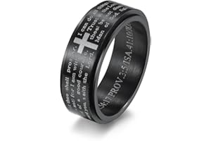 OIDIMS Inspirational Bible Verses Rotatable Christian Jesus Christ Lord Prayer Stress Relief Spinner Fidget Band Rings for Men Women for Anxiety Finger Rotate Freely Stainless Steel Wedding Couple Birthday Anniversary Dad Christmas Gifts