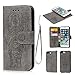 Compatible with iPhone 8 Plus Case, iPhone 7 Plus Case PU Leather Wallet Case Oil Wax Embossed Elephant TPU Inner Detachable Magnetic Credit Card Holders for iPhone 7 Plus & iPhone 8 Plus Gray