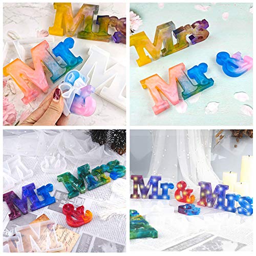 Large Letter Molds for Resin, Mity rain 7inch 3D Mr & Mrs Resin Molds