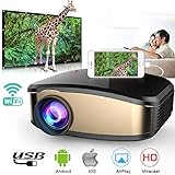 Wireless WiFi Projector,Weton Portable Mini LED Video Projector Full HD 1080P Home Theater Movie Projector with HDMI USB VGA SD AV for Home Cinema Xbox ONE 150'' Max Display