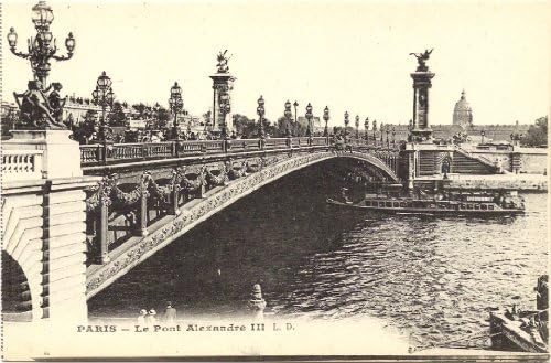 1920s Vintage Postcard - The Alexandre III Bridge - Le Pont Alexandre - Paris France