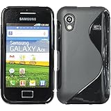 Silicone Case for Samsung Galaxy Ace - S-Style black - Cover PhoneNatic + protective foils