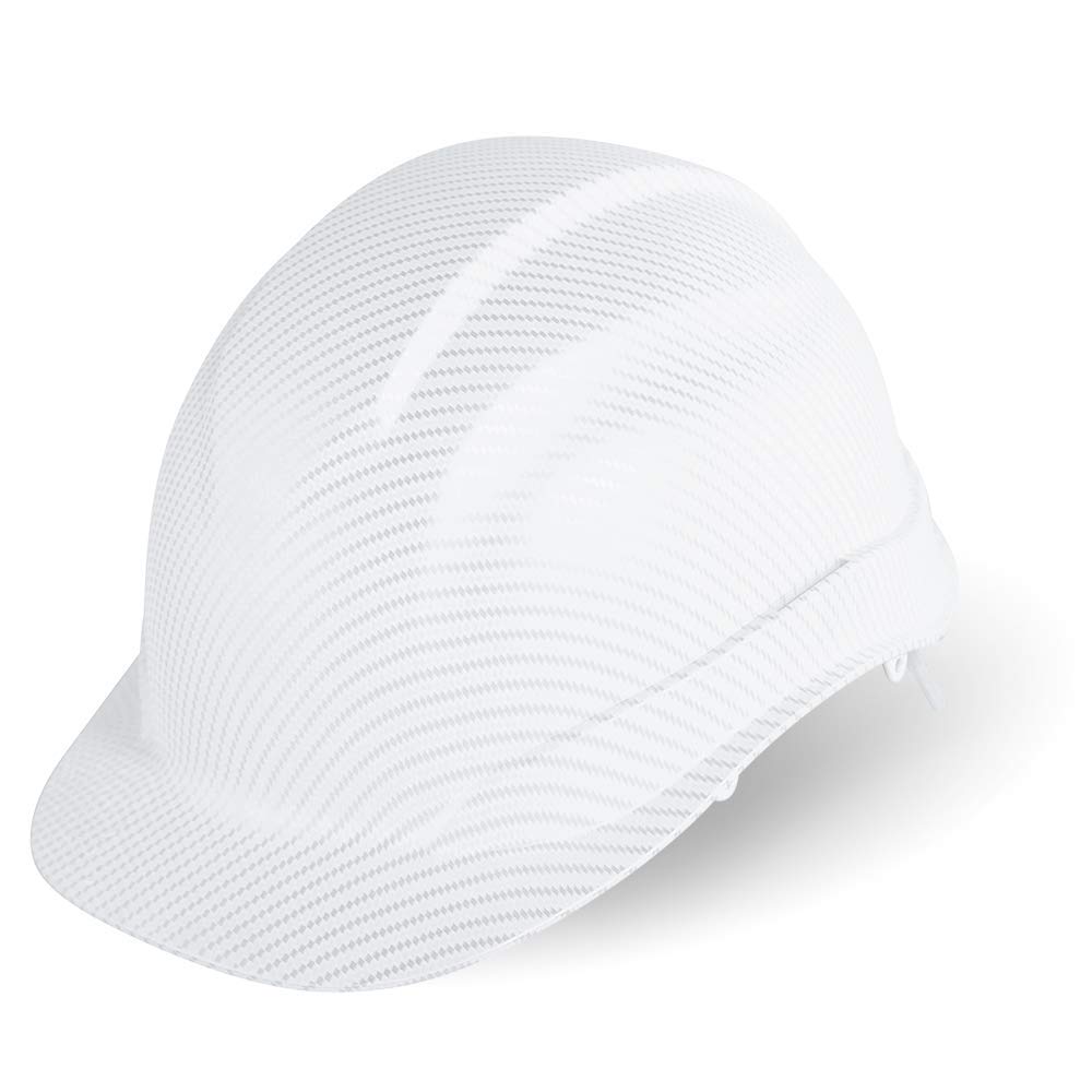 Bullhead Safety HH-C2-C - Matte White Graphite Unvented Cap Style Hard Hat with Six-Point Ratchet Suspension