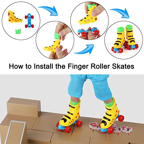 TIME4DEALS Finger Skateboard Ramp Set 16 Pcs - Pro Fingerboard Mini Skatepark Kit 5 Pieces & Finger Toys Set Including Finger Boards Scooters Skates Bikes Caster Boards Skateboards for Kids Gifts