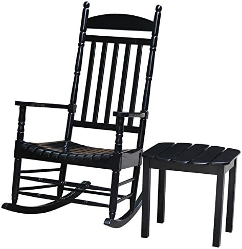 Black 2-piece Porch Rocker with Side Table Set (47" high x 26.25" wide x 32" deep)